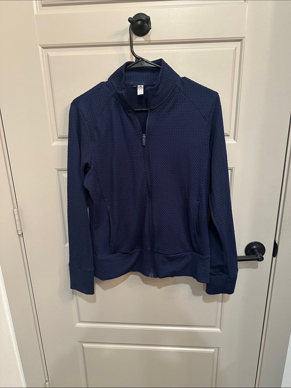 adidas Navy Textured Full-Zip athletic Jacket